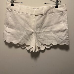 J Crew Women's Shorts White Scallop Hem Size 14 Cotton/Linen NWOT Machine Wash